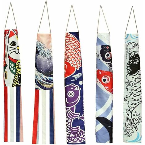 Carpe Streamer Windsock Poisson Drapeau Cerf-Volant Restaurant Décor Enfants Jouent Maison Tôt pour Enseigner Jouets Amusants Rouge Noir 70cm 5pcs (1/5)
