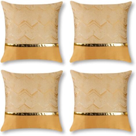 Housse de coussin décorative or estampage à chaud coussin décoratif moderne housse de coussin 45x45cm ensemble de 4 (doré) (1/5)