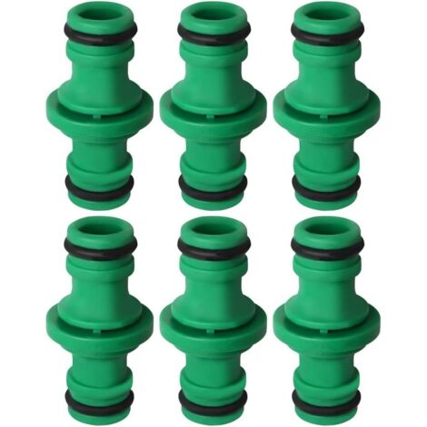 6 Pièces Double Connecteur de Tuyaux, Double Mâle Tuyau Connecteur Plastique Raccords de Tuyau pour Rejoignez le Tube (Vert) (1/5)