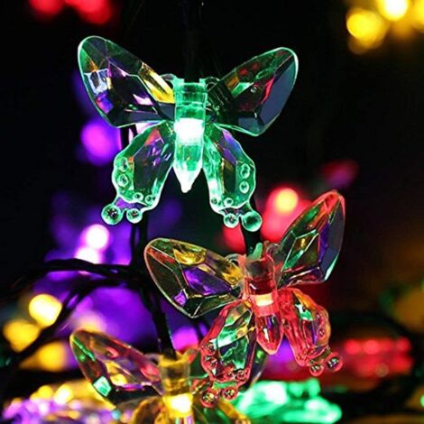 Étanche Solaire LED Fée Lumière 20 LED Papillon Étanche Extérieure 5m Multicolore Lumière (1/5)