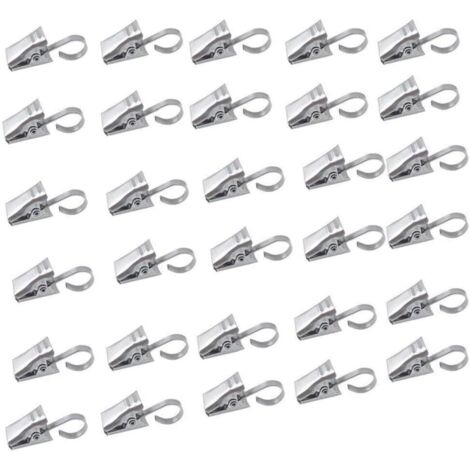 Lot de crochets en acier inoxydable avec clip pour rideau de douche, décoration de la maison, argent. 50 (1/5)