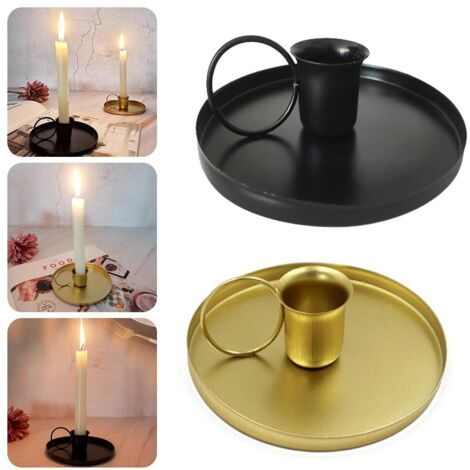 décoration de Noël Bougeoir en métal rétro créatif, bougeoir conique avec poignée, pour table, décoration de fête de mariage et de noël cadeau de Noël (1/5)