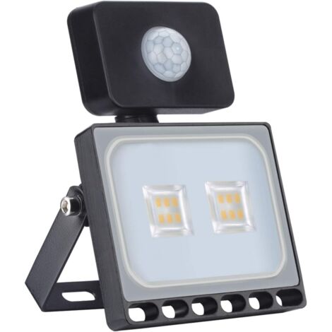 Projecteur LED Avec Détecteur de Mouvement 10W, IP65 Étanche Lumières Extérieures, Éclairage de Sécurité Blanc Chaud 2800-3200K, Spot LED Exterieur pour Rechercher, Garage, Cour [Classe énergétique F] (1/5)