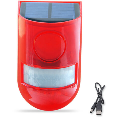 Détecteur de mouvement à infrarouge à énergie solaire, sirène, système d'alarme stroboscopique, étanche, 120db (1/5)