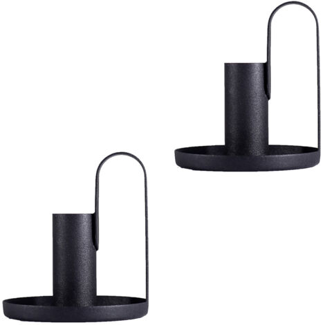 Bougeoir en fer noir 2 pièces, pilier de décoration de mariage, de fête, de Festival, cadeau artistique, décoration de maison (1/5)