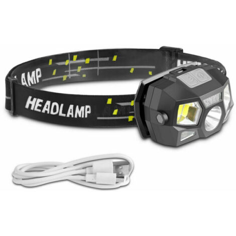 Lampe Torche LED Ultra Puissante, Charge USB forte lumière LED capteur étanche phare pêche de nuit en plein air et course à pied (1/5)