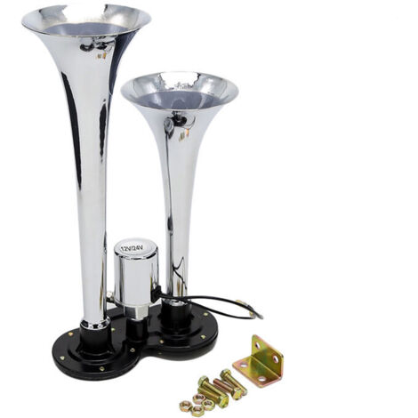 Kit de haut-parleur de klaxon d'air chromé à double trompette 150dB 12V/24V universel pour camion de train