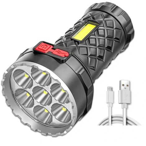 Double Source de Lumière Ultra Puissante ABS Lampe de Poche COB Lumière Latérale USB Rechargeable Super Lumineux LED Torche Extérieure Nuit Pêche (1/5)
