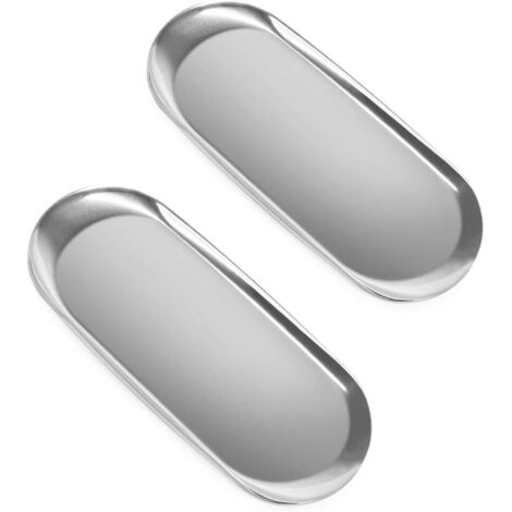 Plateau à serviettes ovale Plateau moyen en acier Stockage (Argent, 2 pièces - Grand) (1/5)