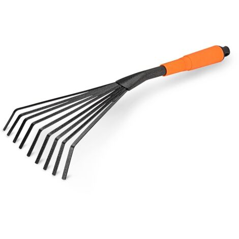 Mini râteau de jardin en acier 16" 9 avec poignée ergonomique confortable et résistante à la rouille - Outils de jardinage professionnels (1/5)