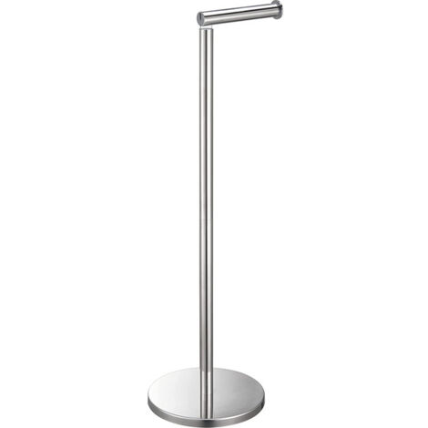 Support Papier Toilette,Porte Papier Toilette sur Pied 2en1 avec Socle Robuste,16 x16 x55cm, Acier Inoxydable chromée (1/5)