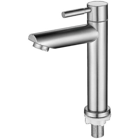 Robinet de lavabo en acier inoxydable à eau froide unique Robinet de lavabo Argent (1/3)