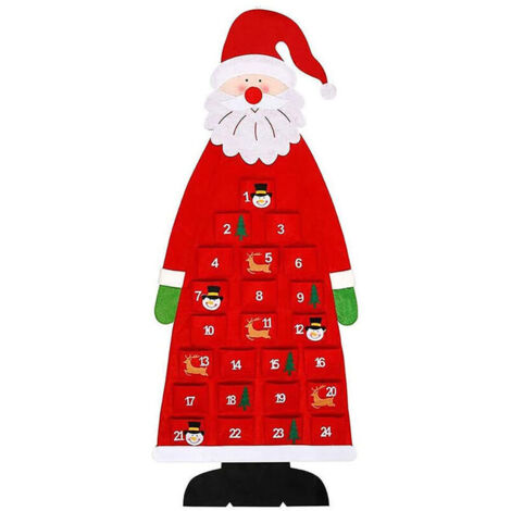 décoration de Noël Sapin de Noël feutre décorations de calendrier de l'avent Sapin de Noël décorations de calendrier de compte à rebours calendrier de compte à rebours(rouge) cadeau de Noël (1/5)