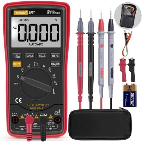 Multimètre Numérique Portable, Multimètre Digital, Testeur de Tension Testeur Electrique DC/Voltmètre /Diodes/Résistance /Continuité (1/2)
