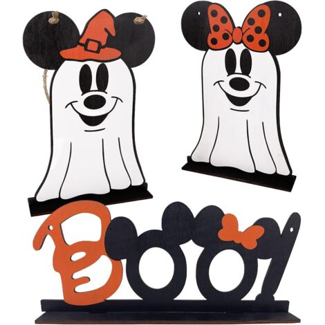 Décorations de souris d'Halloween, panneaux de centre de table en bois Happy Halloween - 3PCS (1/5)