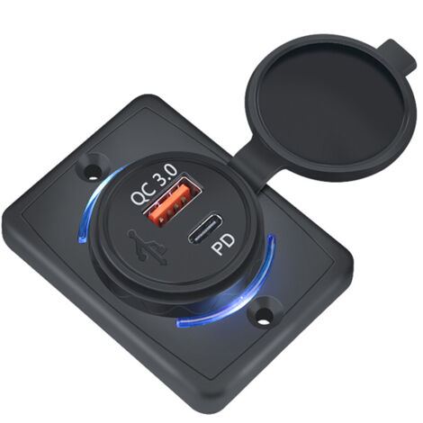 Chargeur de voiture 18W QC 3.0, USB, prise PD, étanche, universel, pour camion, téléphone, tablette, GPS (1/5)