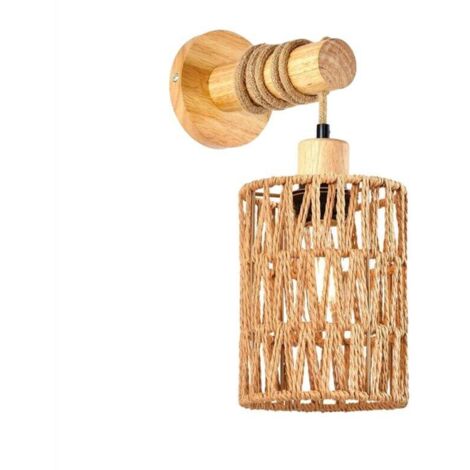 Grid Cool – Applique murale cylindrique en rotin pour chambre – Éclairage moderne – Installation facile – Lumière chaleureuse et accueillante