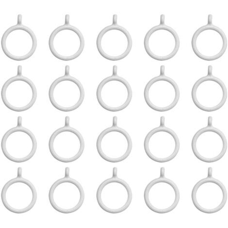 20 Anneaux De Rideau Blancs En Plastique 25 Mm Pour Intérieur