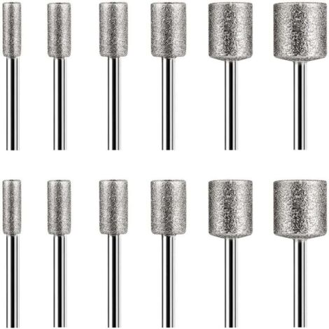 Ensemble 12 Fraises Diamantées pour Pierre Verre Céramique Outils Rotatifs 4 5 6 8 10 mm