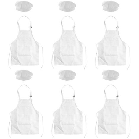 Ensemble Tablier Et Toque Chef Enfants 12 Pièces Ajustable Avec Poches Blanc 2 À 6 Ans (1/4)