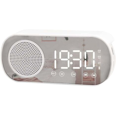 Réveil Numérique LED Radio FM Bluetooth Haut Parleur Réveille Matin