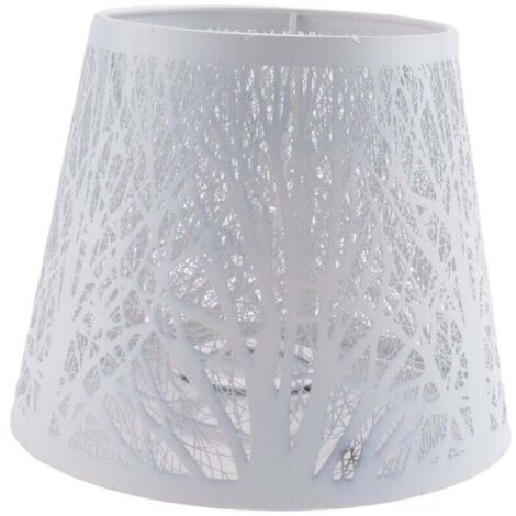 Abat-Jour Métal Tonneau Motif Lustre de Table Applique Murale Blanc (1/4)