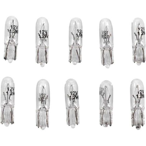 10 Ampoules T5 1.2W 12V Blanc Chaud Éclairage Tableau de Bord Voiture Lampe Halogène Wedge (1/4)
