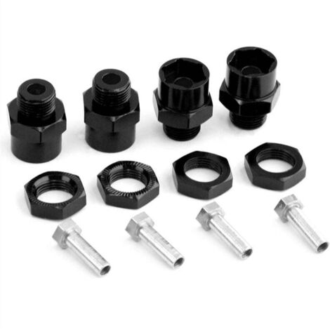 Adaptateur Hexagonal 12 Mm à 17 Moyeux Conversion Extension pour Voiture RC 1/10 4 Pièces Noir (1/4)