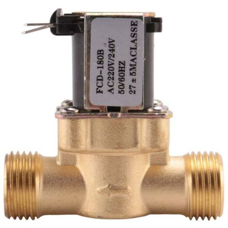 Électrovanne Électrique 220V 1/2 Pouce Laiton Normalement Fermée pour Contrôle Eau Liquide Chimique Industriel