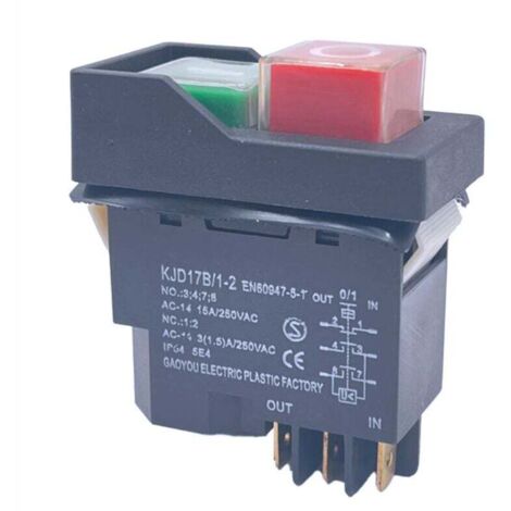 Interrupteur Électromagnétique 6 Broches 15A 250V AC IP55 Sécurité Étanche Bouton-Poussoir Équipement (1/4)