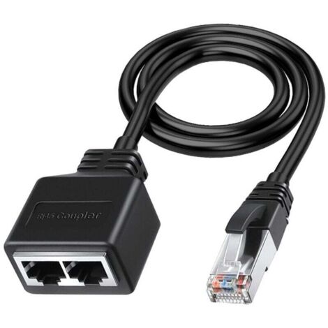 Adaptateur Ethernet RJ45 Mâle Vers 2 Répartiteur 1 Câble Réseau LAN (1/4)