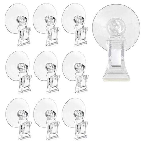 Lot de 10 Ventouses Transparentes avec Support pour Fenêtre Salle de Bain Affichage Publicitaire (1/4)