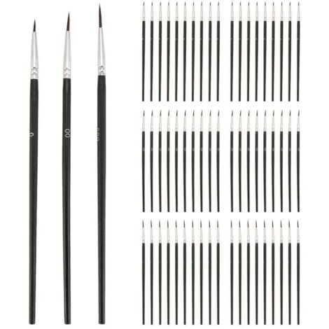 60 Pinceaux de Détail Pointe Fine 3 Tailles 0 00 000 pour Miniature et Peinture Précise (1/4)