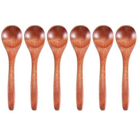 Cuillères en Bois 6 Pièces pour Cuisson Miel et Condiments Usage Quotidien Café (1/4)