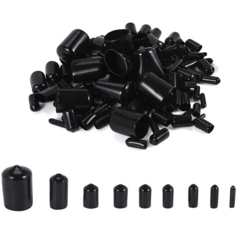 160 Capuchons de Protection en Caoutchouc Souple pour Filetage de Vis Assortis en 9 Tailles Rondes (1/4)