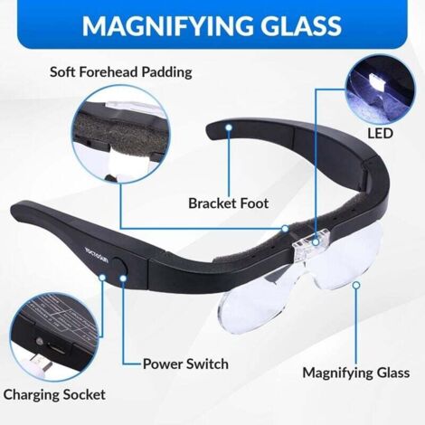 Loupe Éclairée Pliable Avec LED - Loupe De Bureau Et Main 6X/10X Pour Lecture, Loisirs, Artisanat Et Réparation
