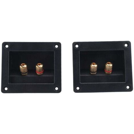 2 Pièces Connecteurs de Haut-Parleur pour Voiture DIY Boîtier de Borne Rond et Carré avec Jacks et Bouchons Noir 93x80mm (1/4)