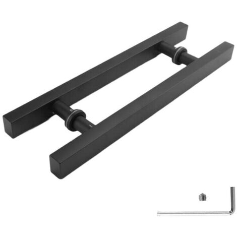 Poignée de Porte en Verre et Bois Acier Inoxydable Noir Mat (1/4)