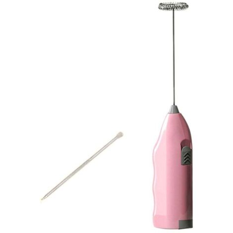 Mousseur à Lait Électrique Mini Gadgets Cuisine Acier Inoxydable Cappuccino Chocolat Crémeux Rose