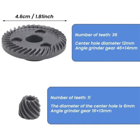 Engrenage Conique Hélicoïdal 12T/32T – Meuleuse D’Angle – Alésage 8 Mm / 10 Mm