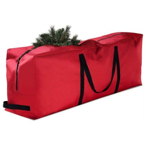 Sac de Rangement pour Sapin de Noël en Tissu Oxford Pliable Décoratif Rectangle Rouge (1/4)