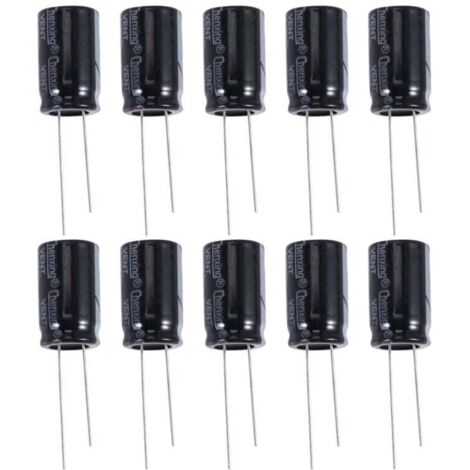 10 Condensateurs Électrolytiques Radiaux 22uF 400V Noir 105°C 13x21mm (1/4)