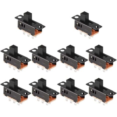 Interrupteur À Glissière 3 Positions DPDT 6 Broches 0.5A 50V DC Panneau Montage 10 Pièces (1/4)