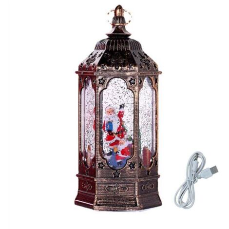 Lanterne à Neige Musicale Rotative avec Paillettes pour Arbre de Noël Décoration de Fêtes (1/4)