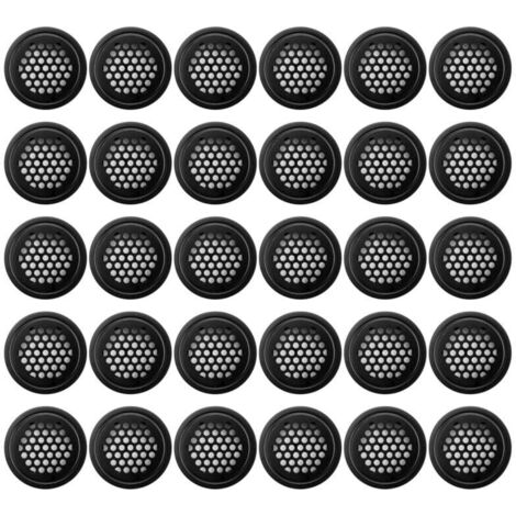 Grille de Ventilation Ronde 35mm Noir pour Armoire Salle de Bain et à Chaussures Lot de 30 Pièces (1/4)