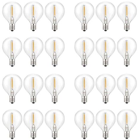 Lot de 24 Ampoules LED G40 E12 Blanc Chaud Incassables pour Guirlandes Solaires (1/4)