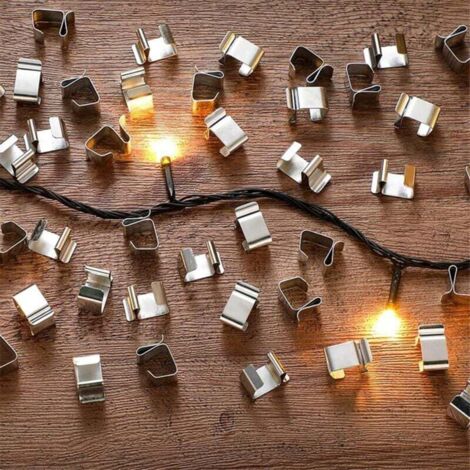 50 Pièces Attaches de Gouttière pour Guirlandes Lumineuses Noël Extérieures Résistantes aux Intempéries (1/4)
