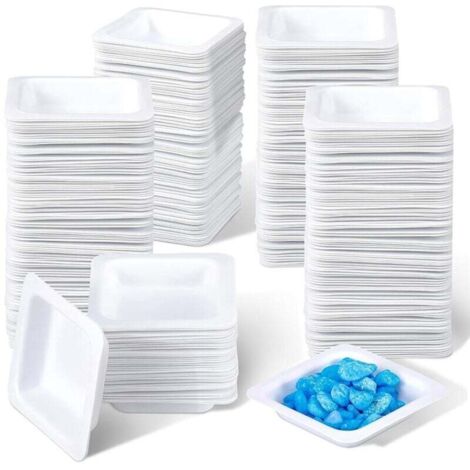 Lot de 200 petites barquettes de pesée jetables en plastique de 7 ml pour balance, barquettes de pesée carrées en plastique, mini-barquettes verseuses
