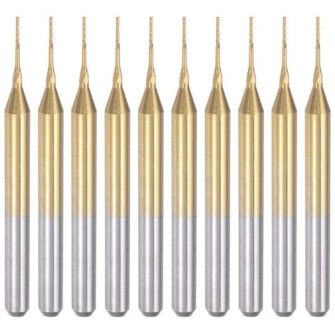 Fraises à graver en carbure de titane, 10 pièces, fraises CNC pour machine PCB, tige de 0,5 mm, revêtement en titane (1/4)