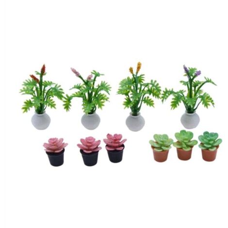 10 Pièces Mini Plante Artificielle Décorations Miniatures Décor de Fleurs Accessoires Pots Plantes Fausse (1/4)